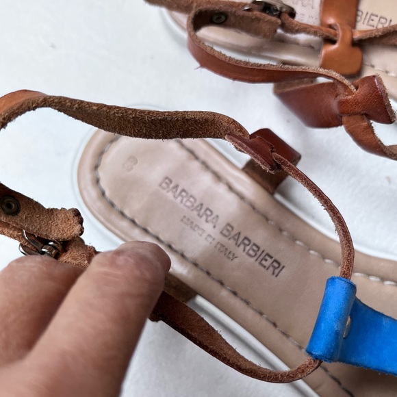 Barbra Barbieri Blue and Tan Sandals Size 9 - Picture 2 of 6